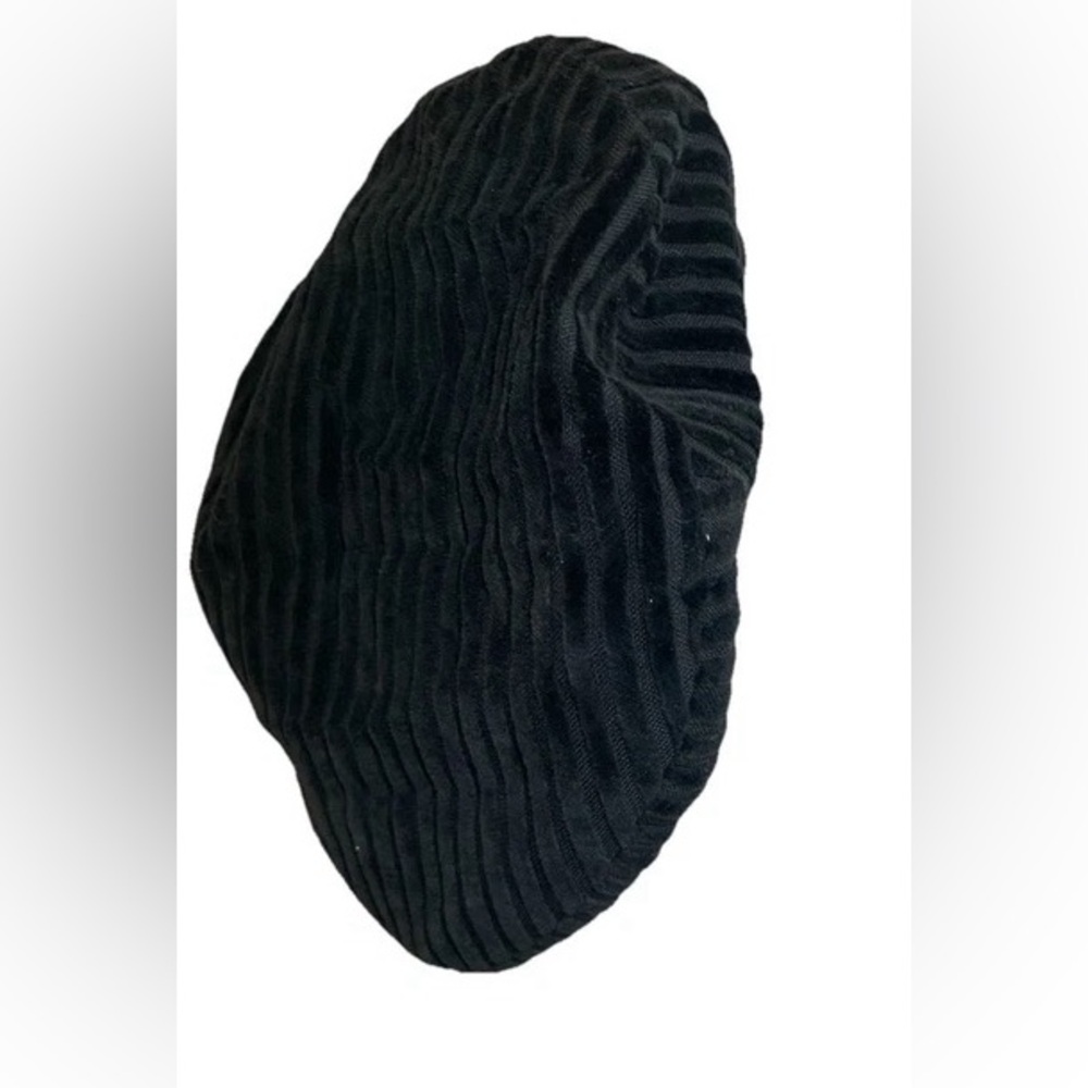 Leddi Pallavicini Milano For Bergdorf Goodman Black Velvet Beret Hat Italy Med